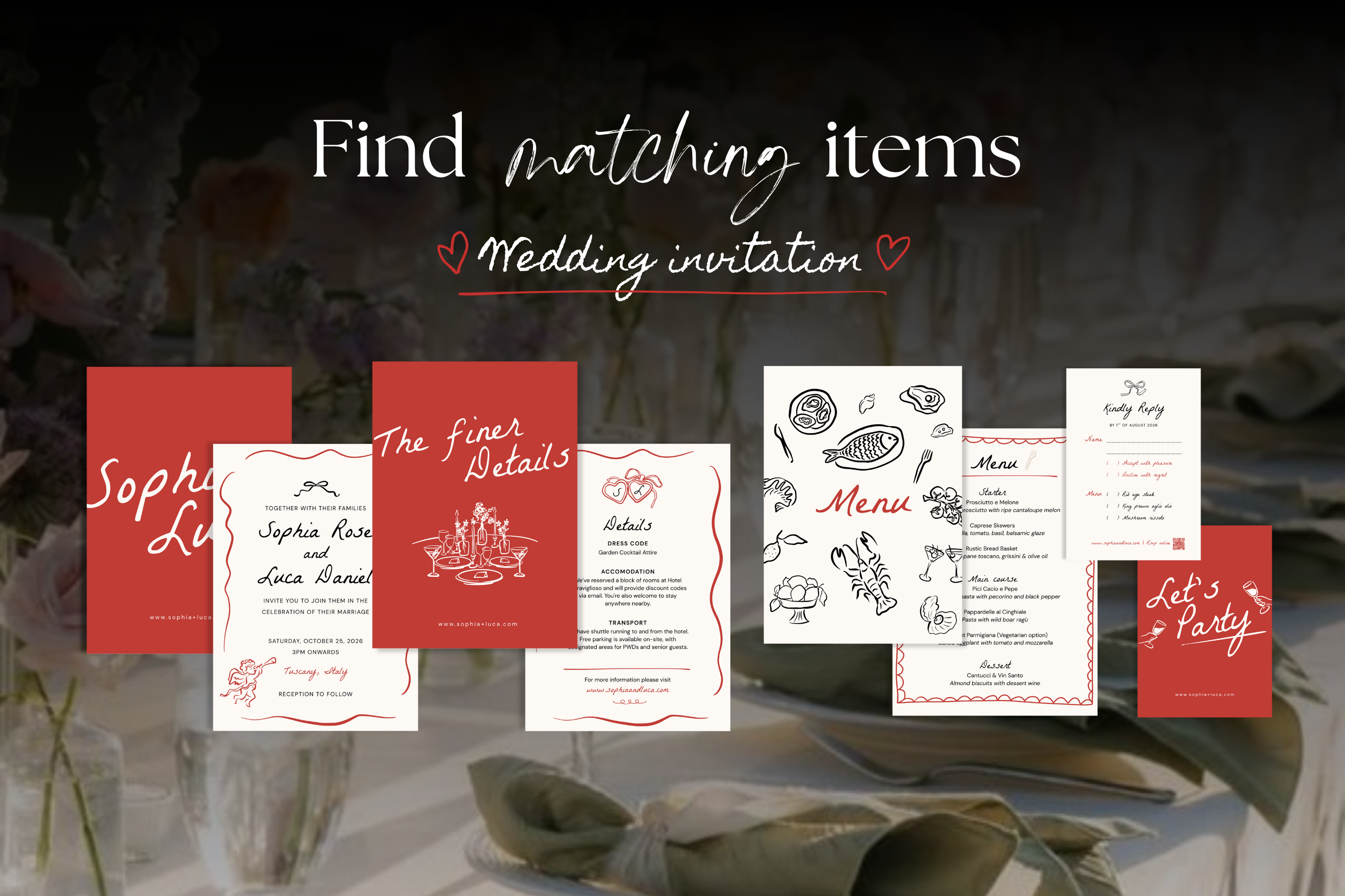 Tuscany Wedding Website Template: Hand-Drawn Italy Design with Google RSVP