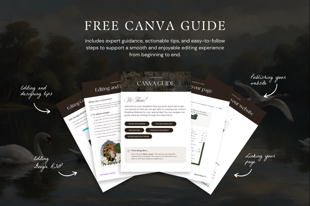 Old Hollywood Aesthetic Vintage Canva Website Template with Google RSVP