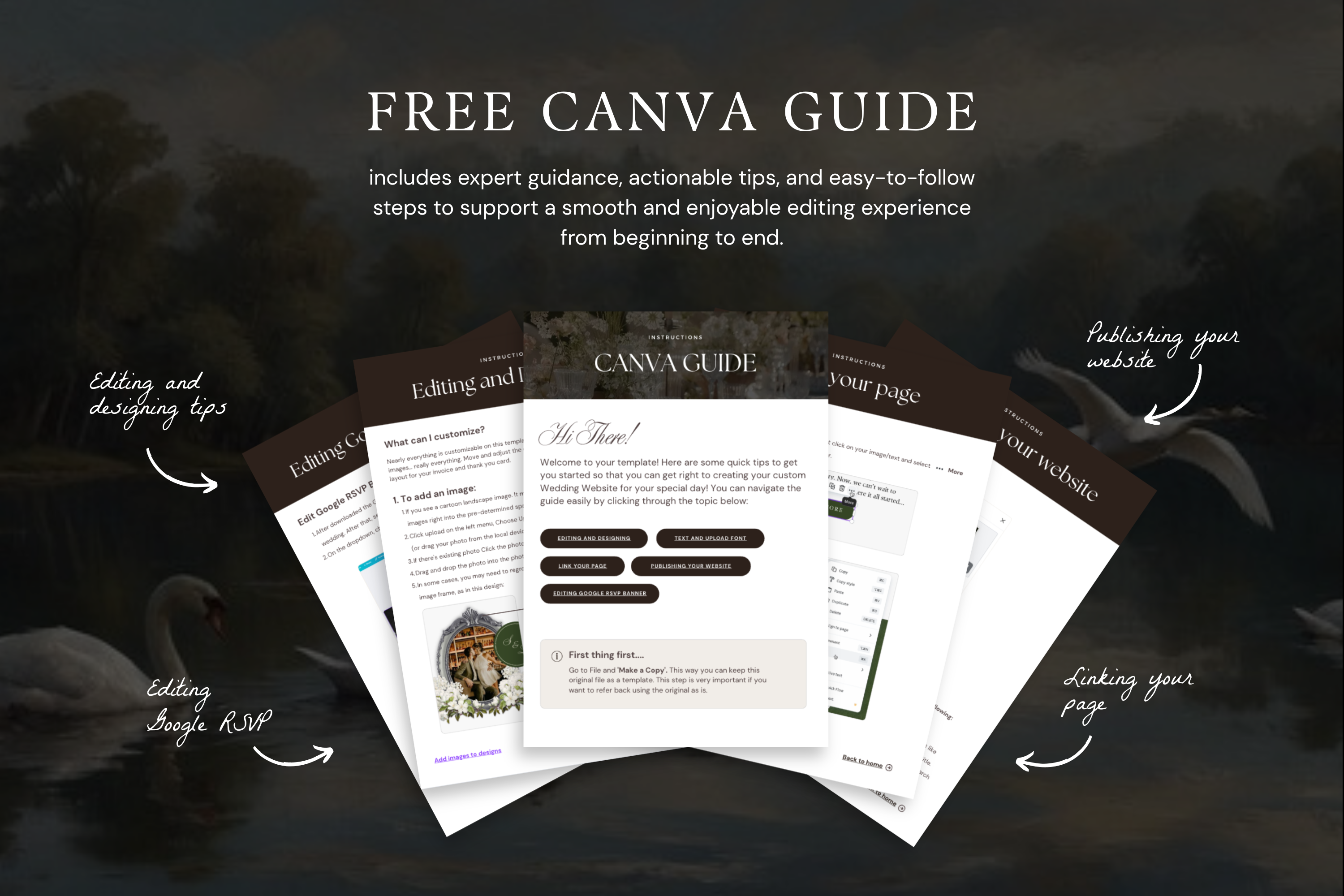 Old Hollywood Aesthetic Vintage Canva Website Template with Google RSVP