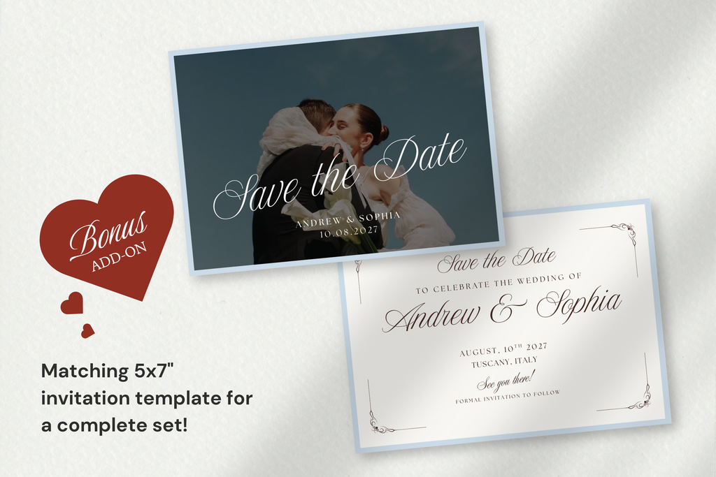 Dusty Blue Floral Luxe Wedding Website Template with Google RSVP