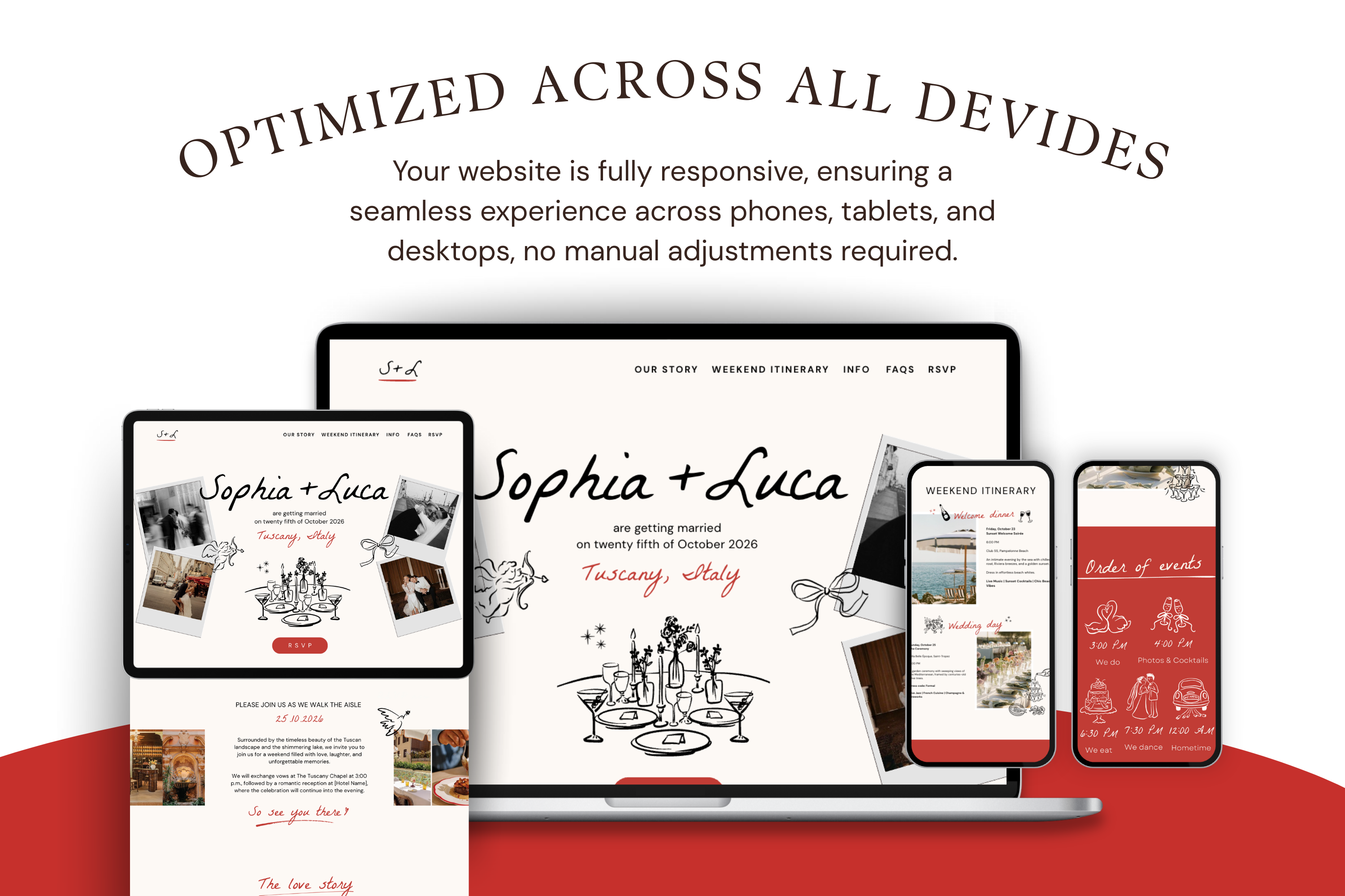 Tuscany Wedding Website Template: Hand-Drawn Italy Design with Google RSVP