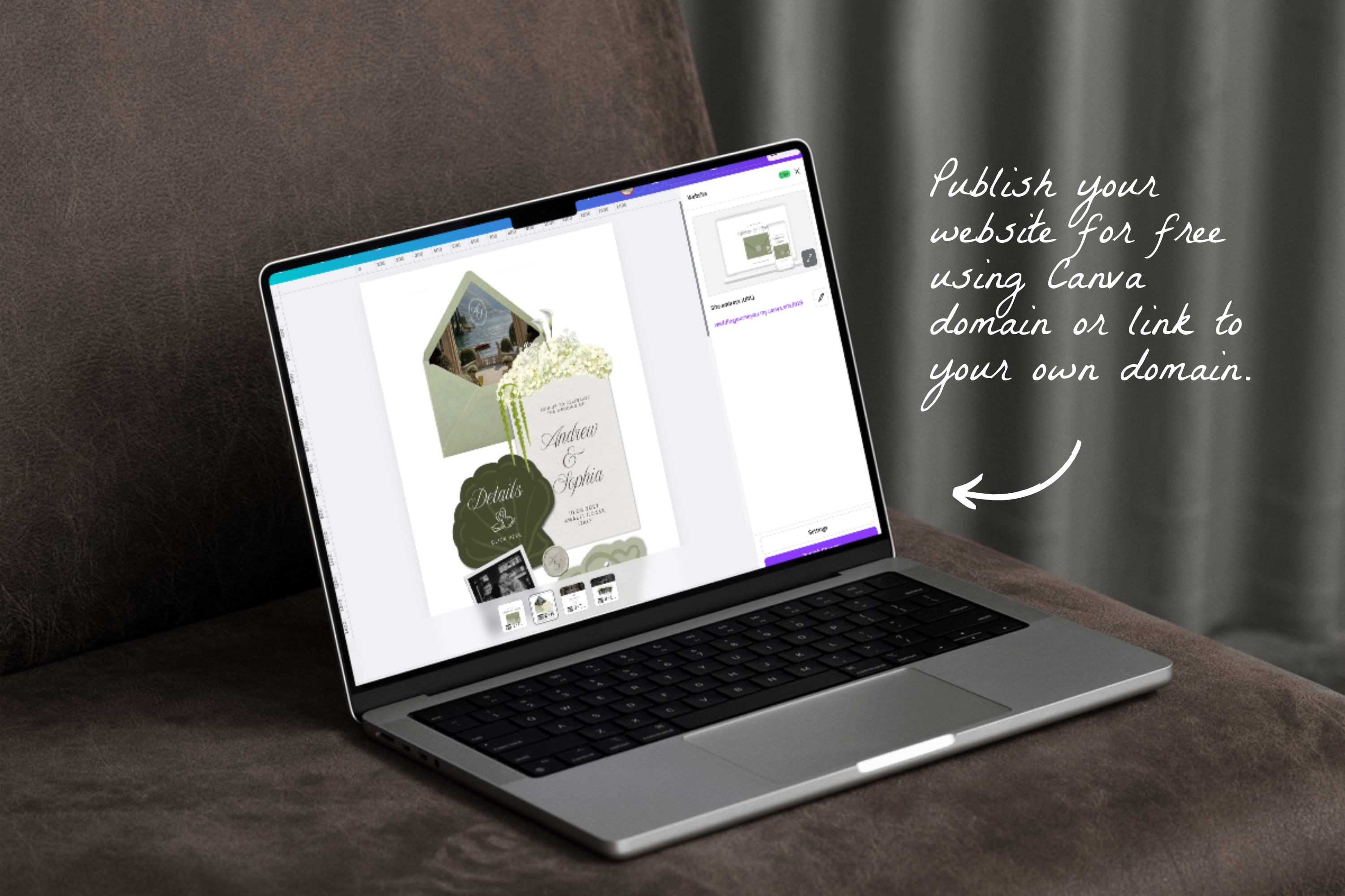Coastal Luxe Sage Green and Ivory Canva Website Template with Google RSVP