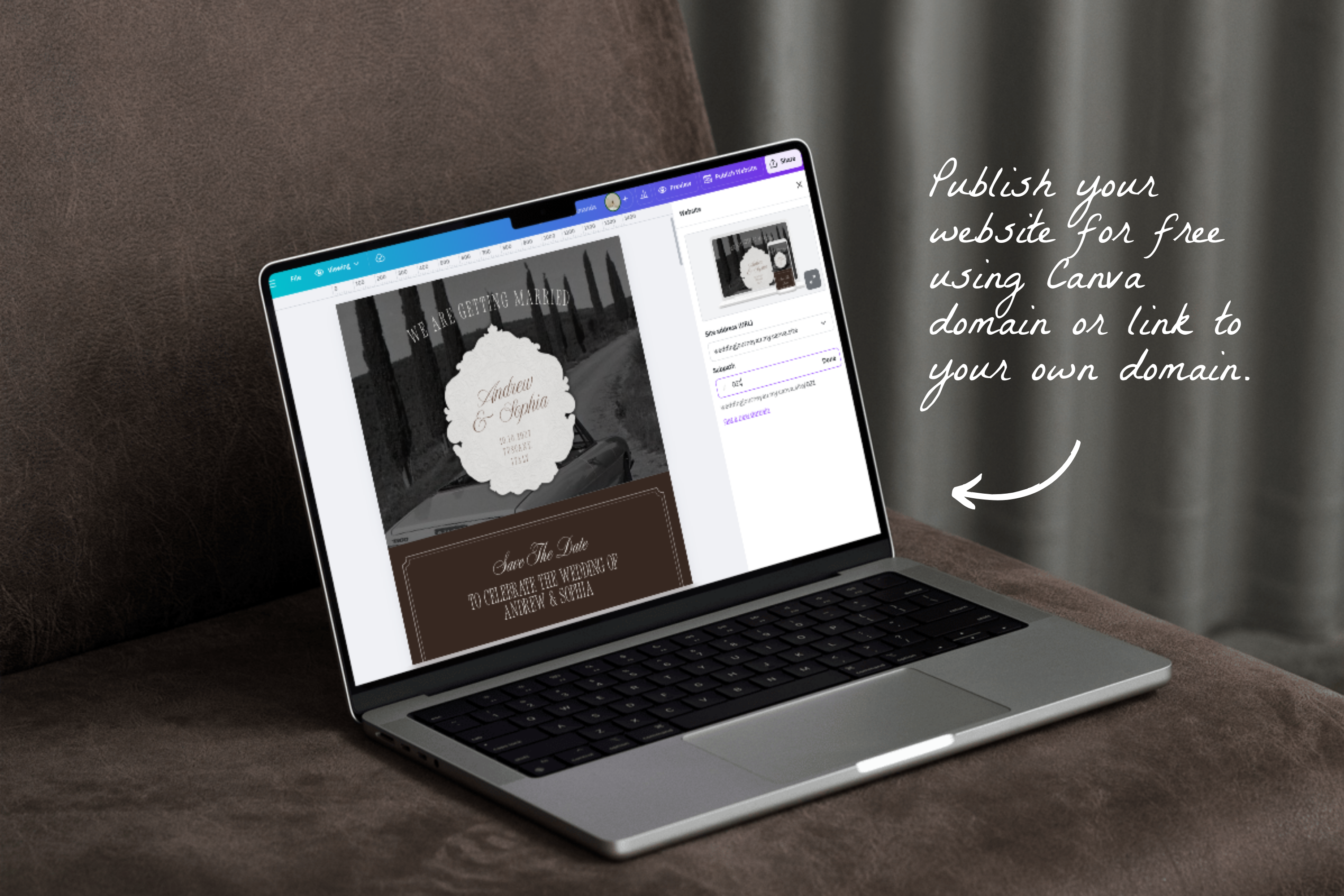 Old Hollywood Aesthetic Vintage Canva Website Template with Google RSVP