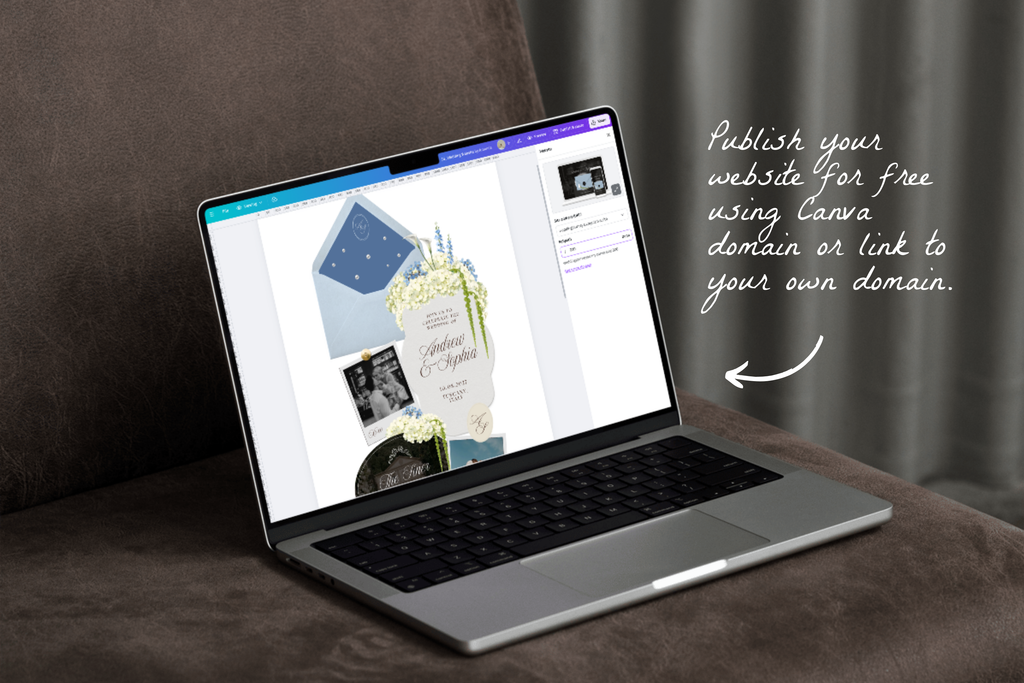 Dusty Blue Floral Luxe Wedding Website Template with Google RSVP