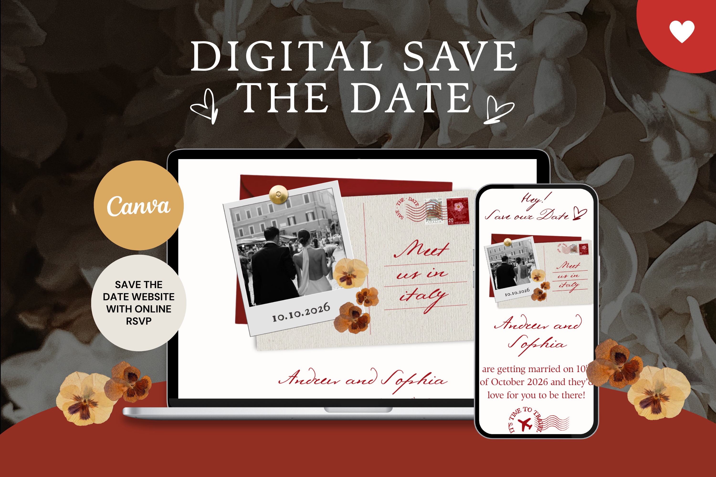 Postcard Wedding Save the Date Template | Italy