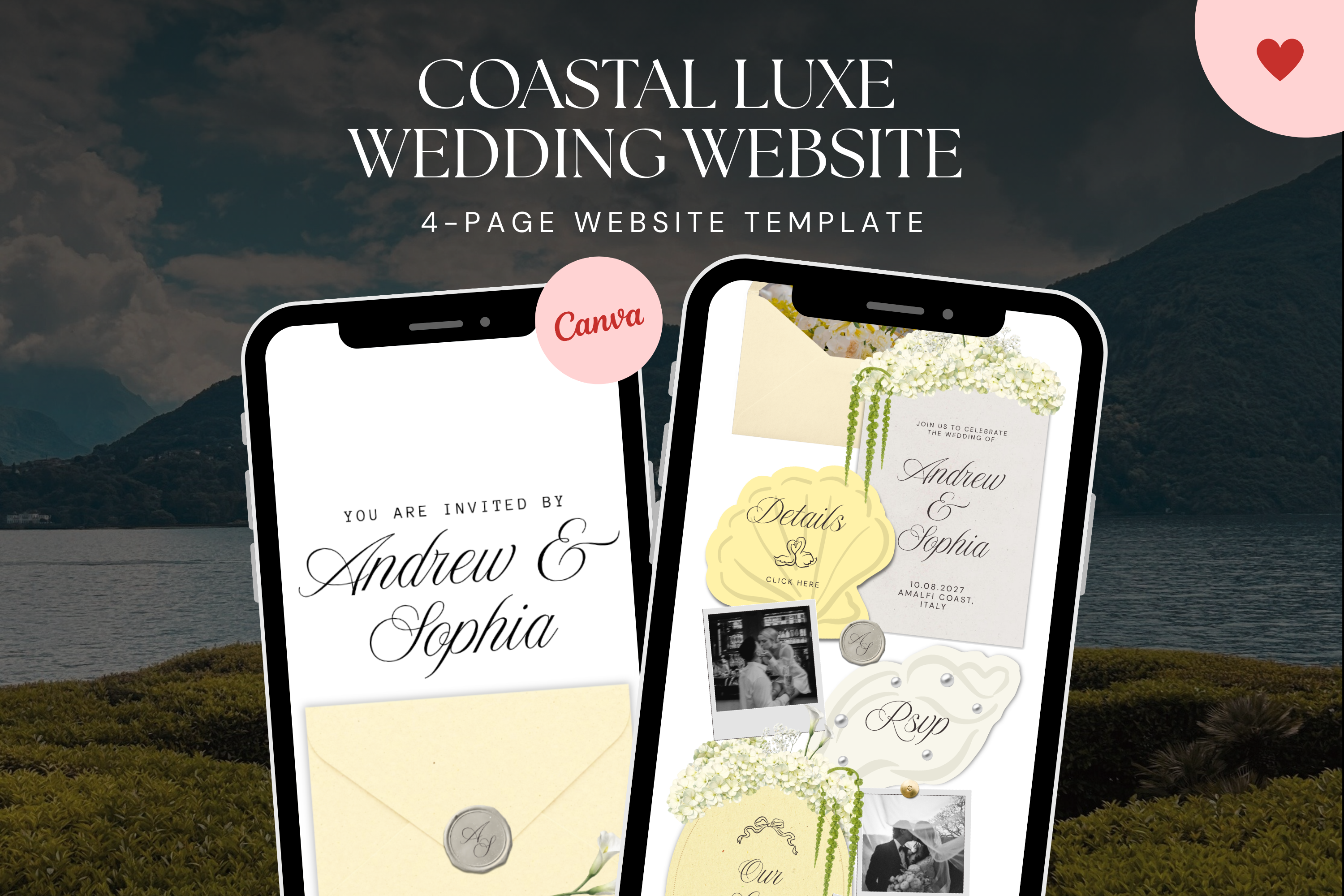 Coastal Luxe Butter Yellow Wedding Website Template with Google RSVP
