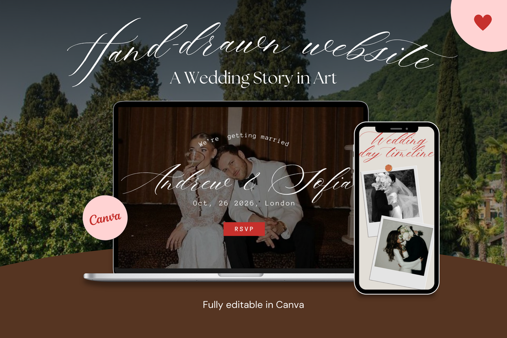 Vintage London Hand-drawn Canva Wedding Website
