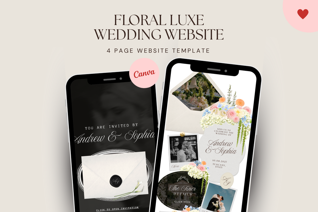 Summer Pastel Floral Luxe Wedding Website Template with Google RSVP