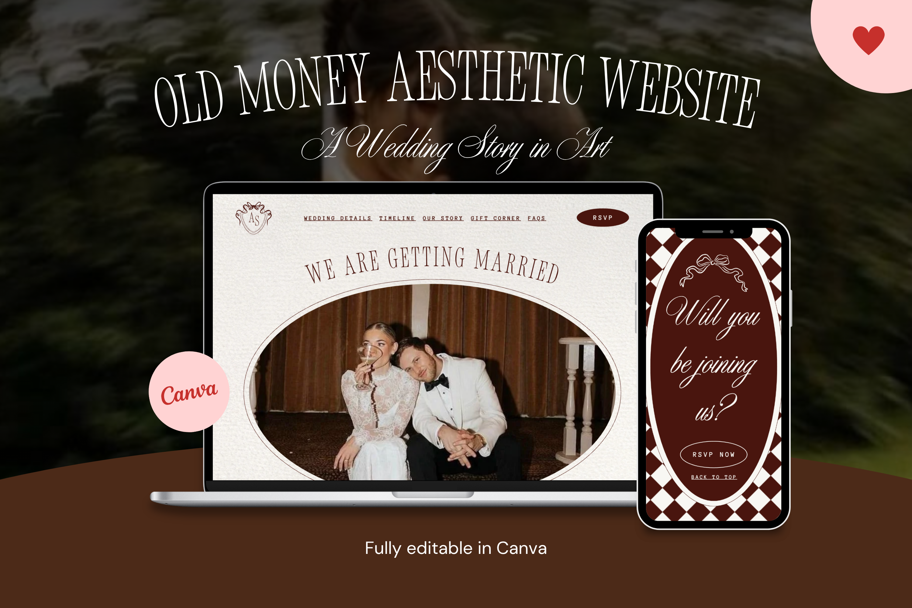 Old Money Aesthetic Canva Website Template with Google RSVP