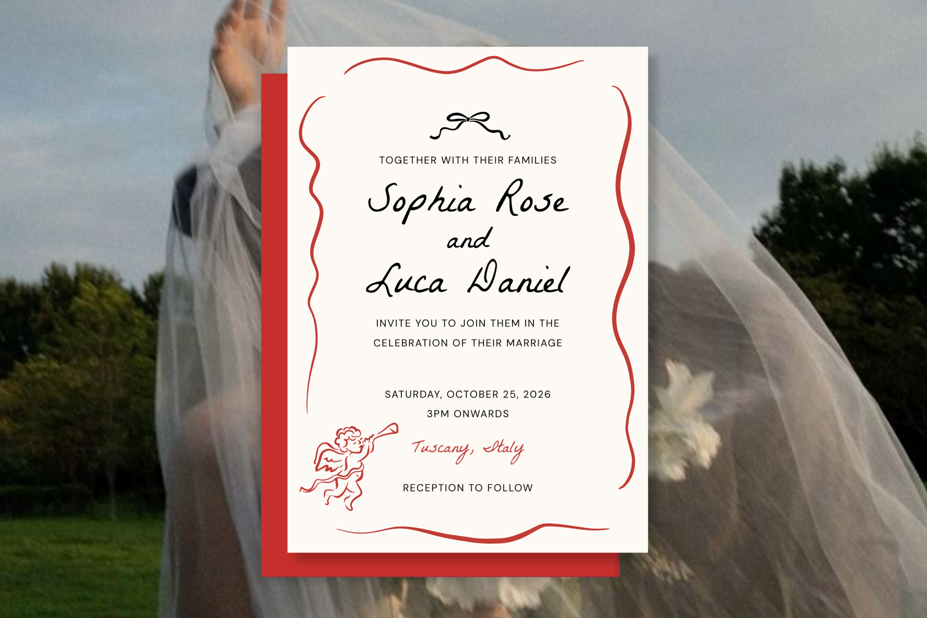 Tuscany Wedding Invitation Set: Hand-Drawn Italian Theme
