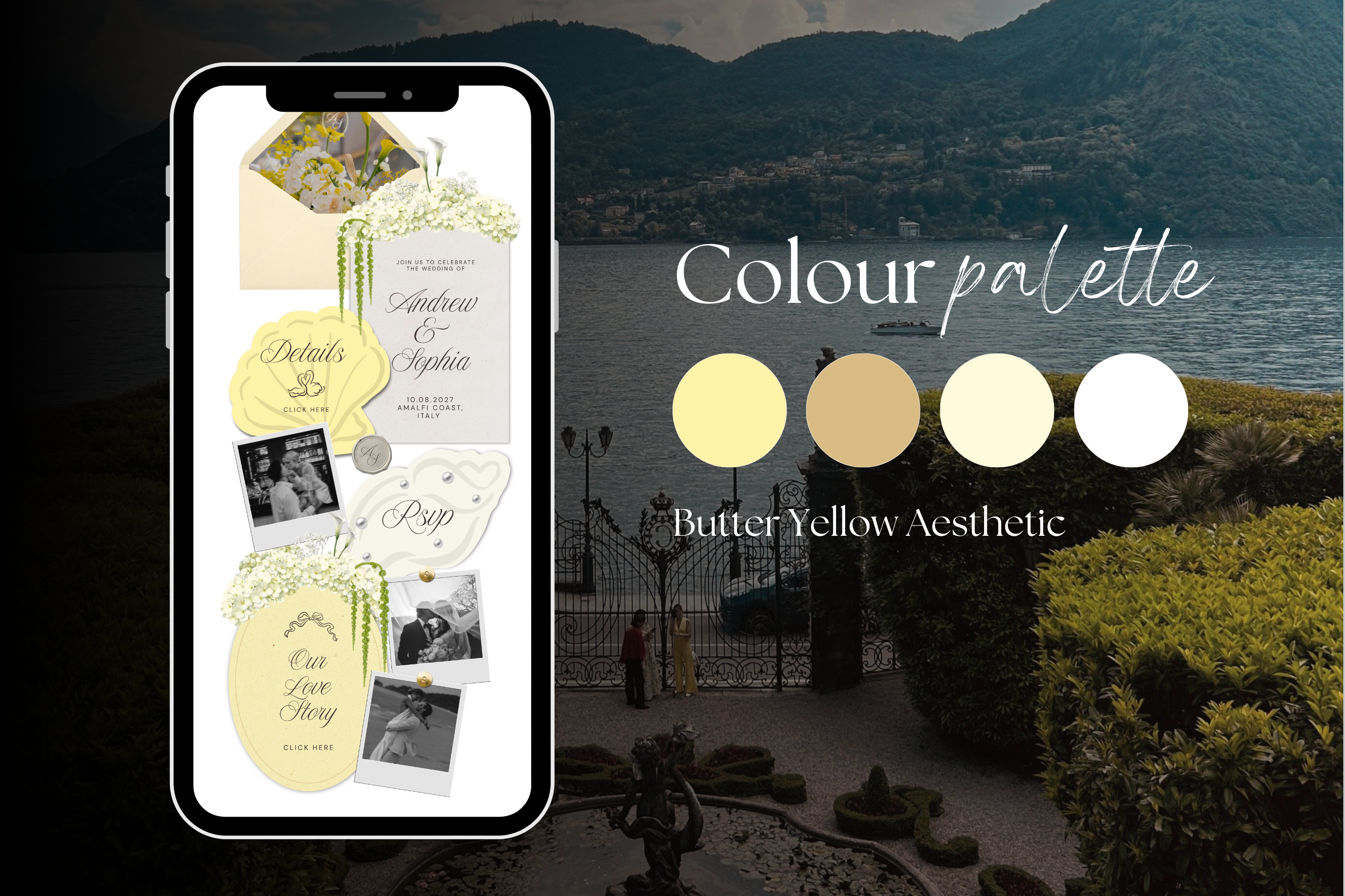 Coastal Luxe Butter Yellow Wedding Website Template with Google RSVP