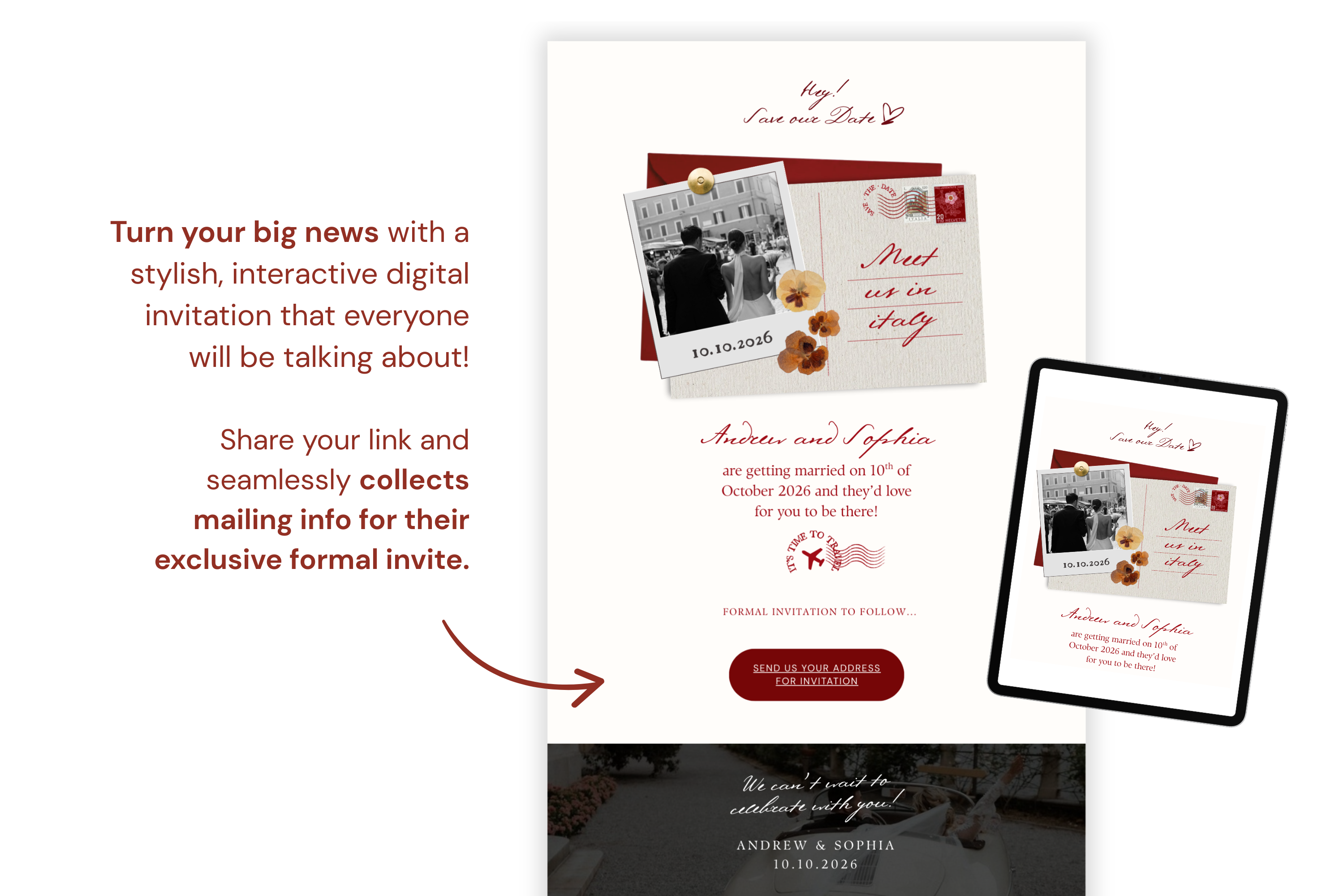 Postcard Wedding Save the Date Template | Italy