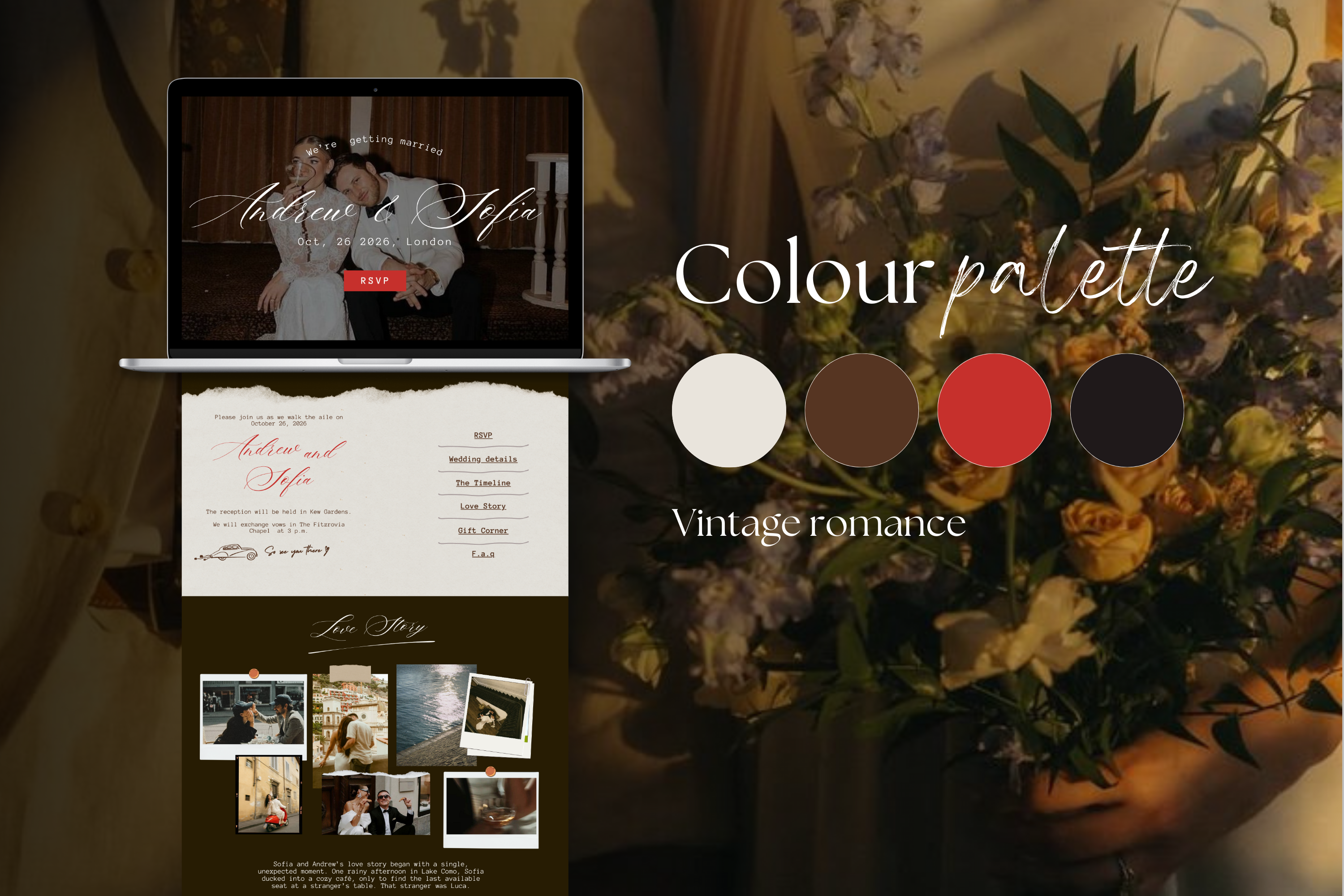 Vintage London Hand-drawn Canva Wedding Website