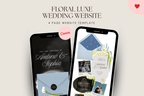 Dusty Blue Floral Luxe Wedding Website Template with Google RSVP
