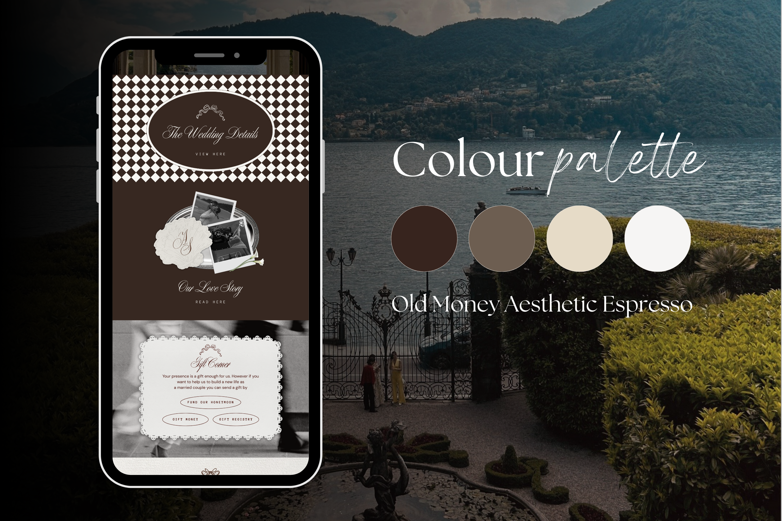 Old Hollywood Aesthetic Vintage Canva Website Template with Google RSVP