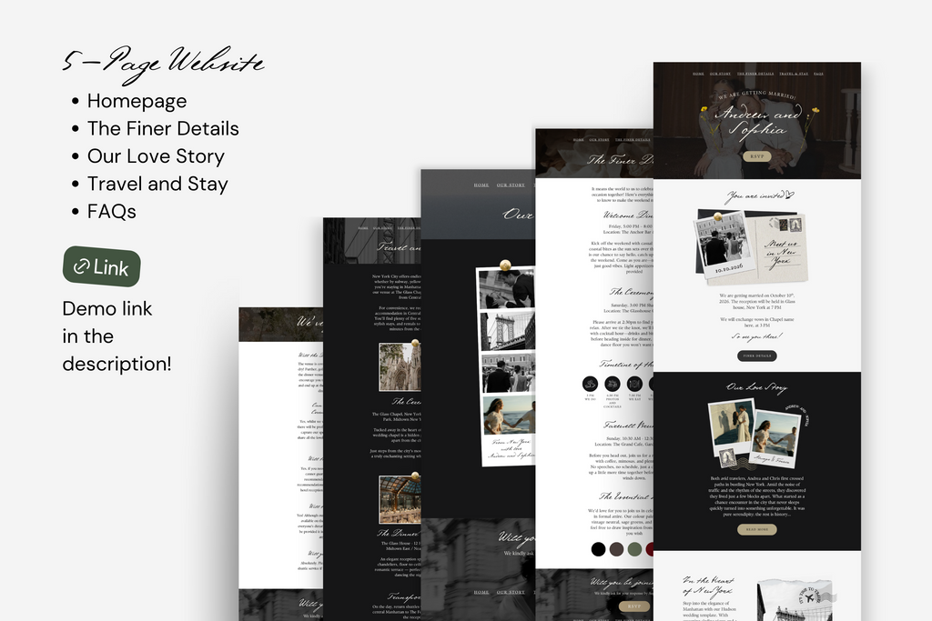 Postcard Destination Wedding Website Template | New York with Google RSVP