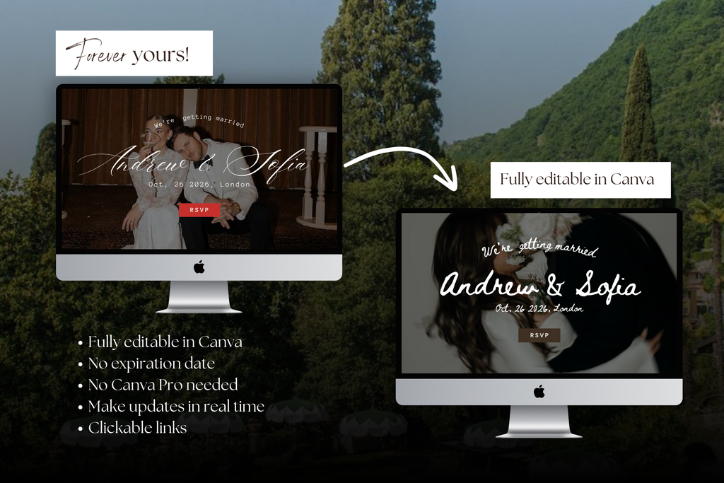 Vintage London Hand-drawn Canva Wedding Website