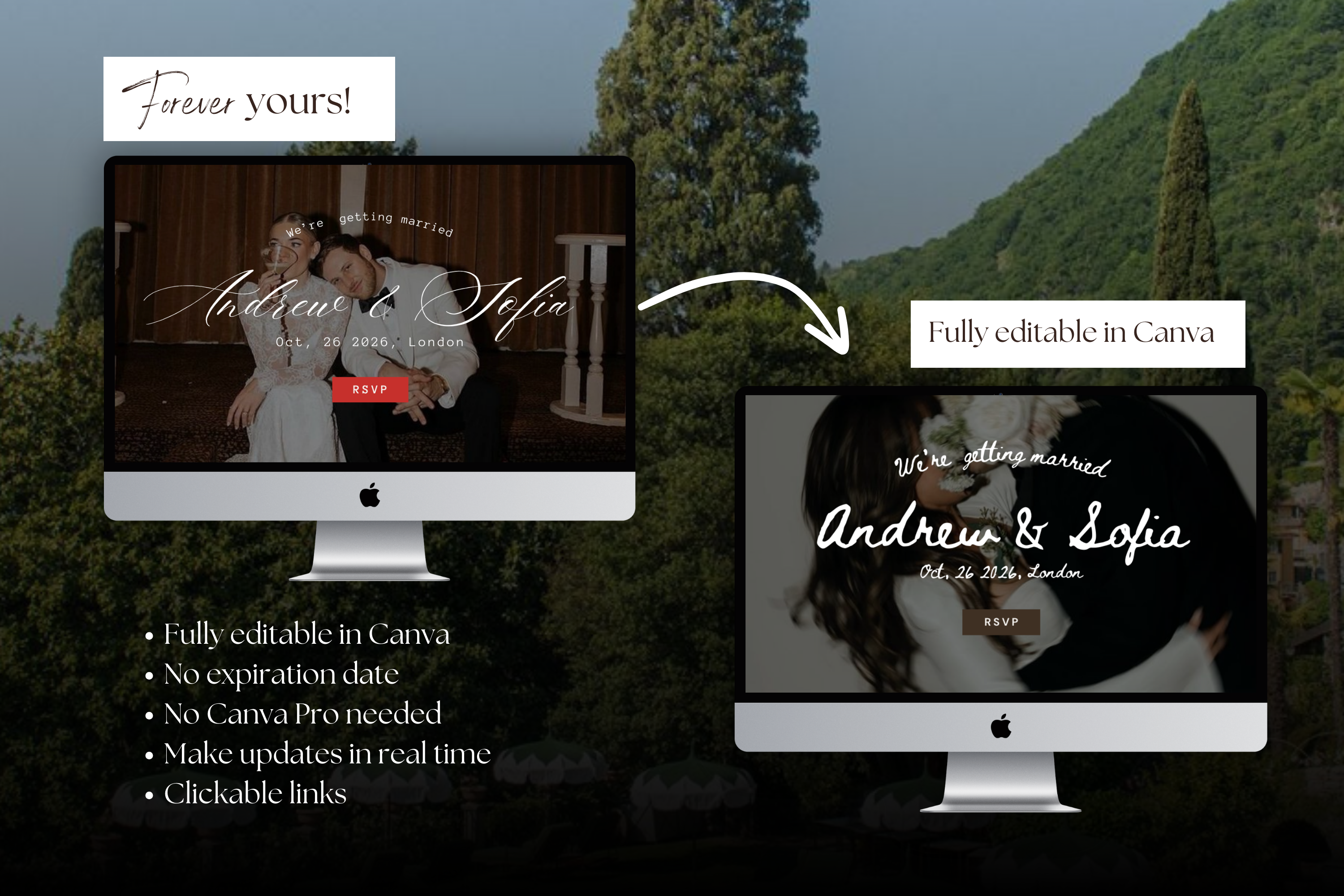 Vintage London Hand-drawn Canva Wedding Website