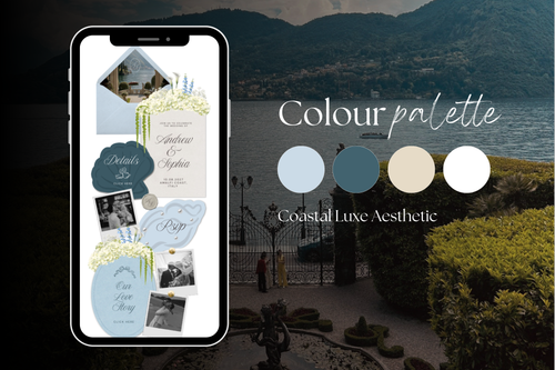 Coastal Luxe Dusty Blue Wedding Website Template with Google RSVP