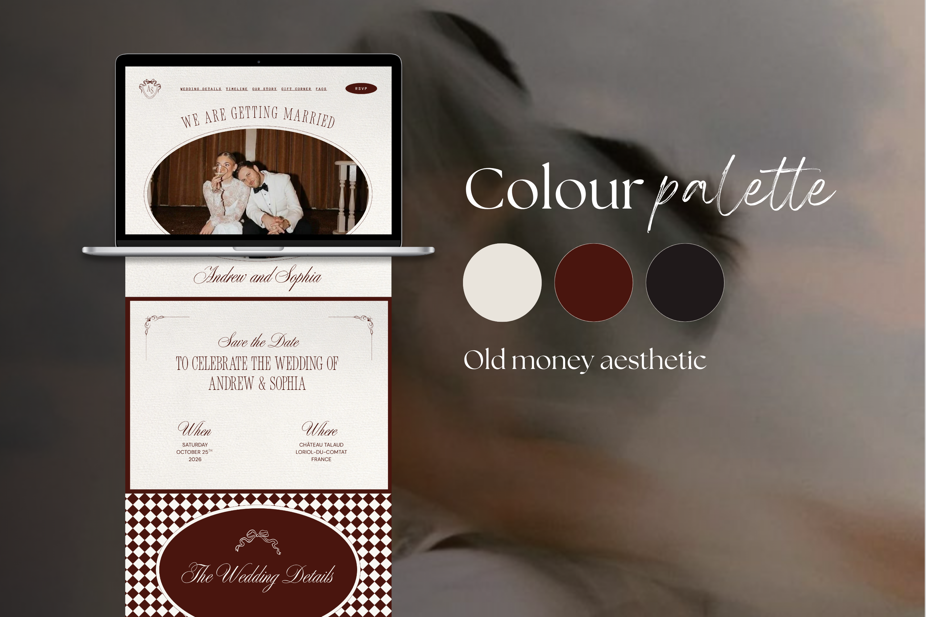 Old Money Aesthetic Canva Website Template with Google RSVP