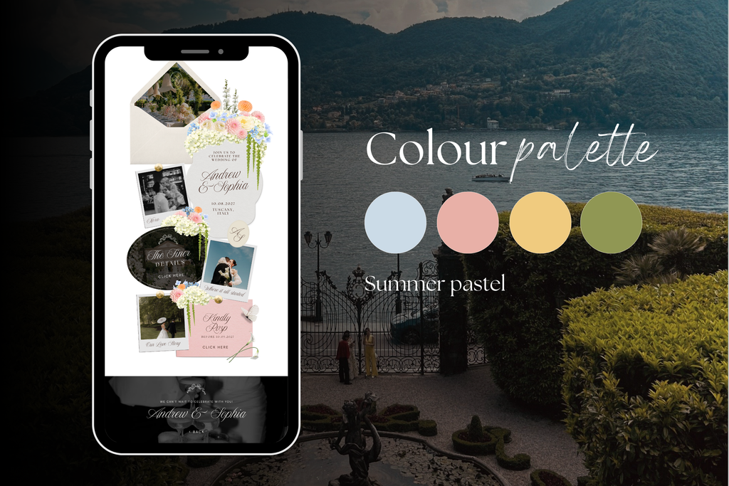 Summer Pastel Floral Luxe Wedding Website Template with Google RSVP