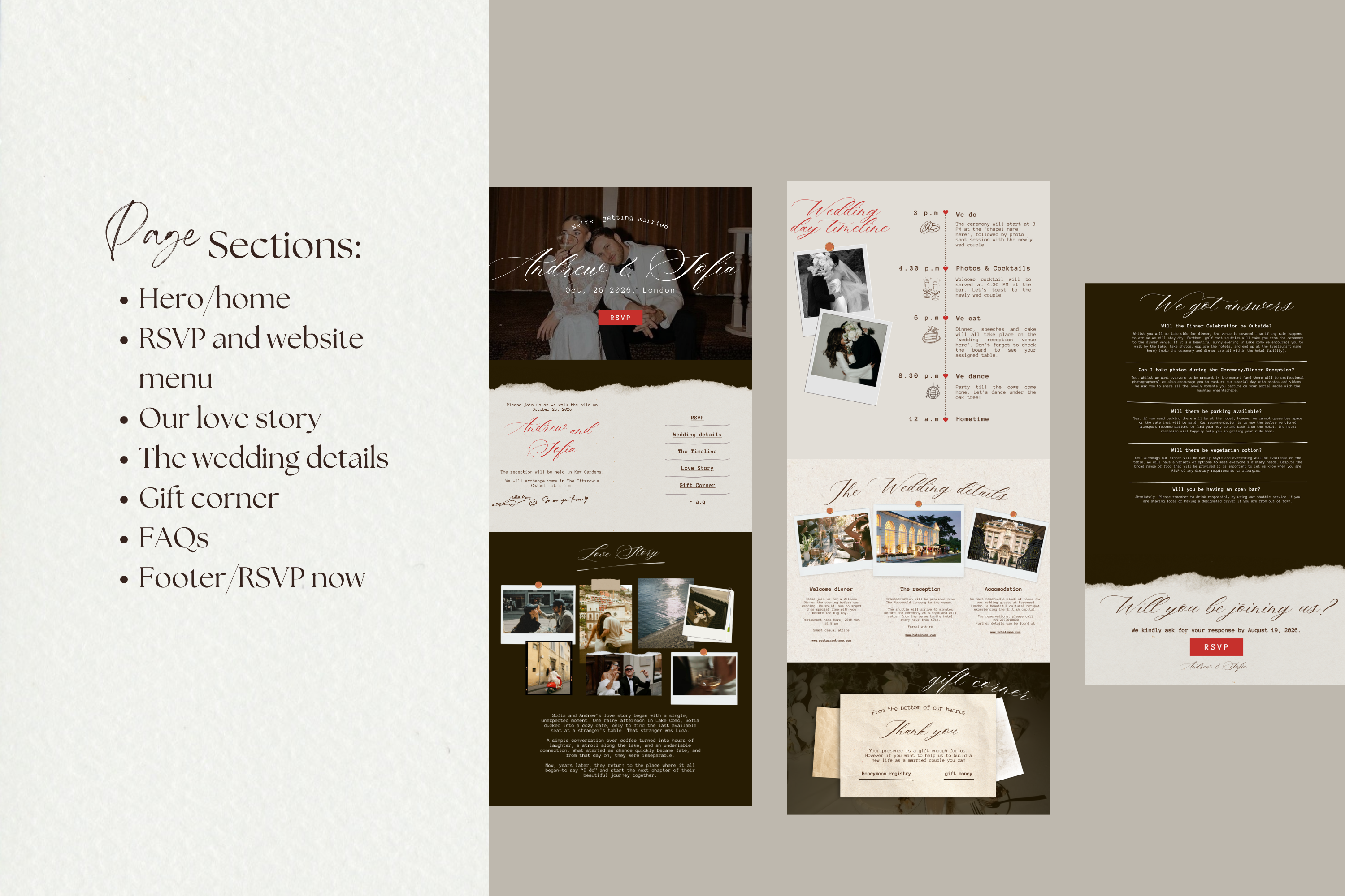 Vintage London Hand-drawn Canva Wedding Website