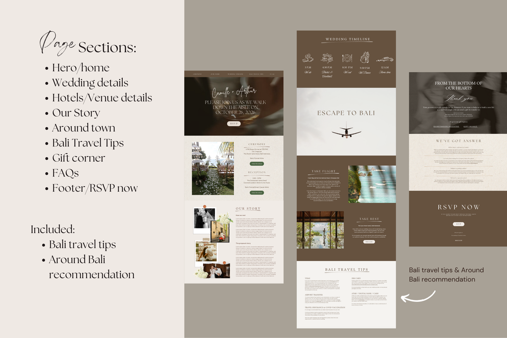 Bali Destination Wedding Website Template