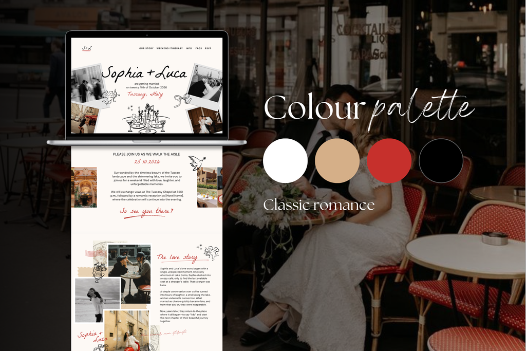 Tuscany Wedding Website Template: Hand-Drawn Italy Design with Google RSVP