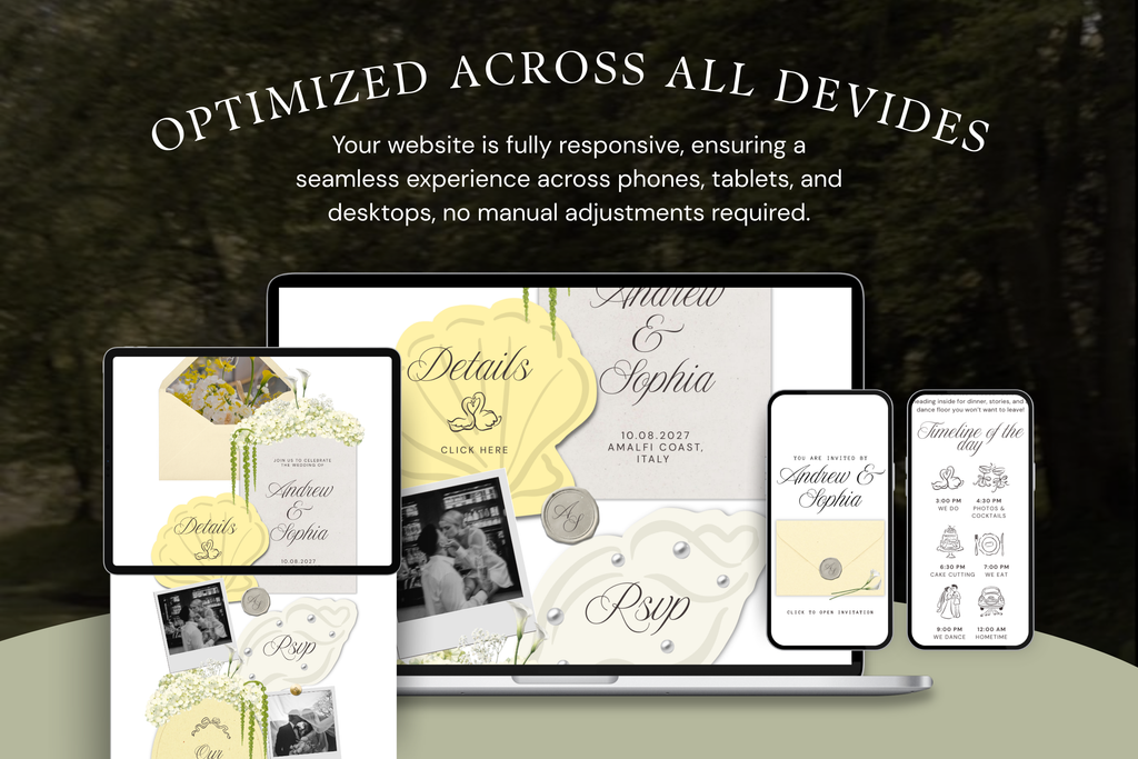 Coastal Luxe Butter Yellow Wedding Website Template with Google RSVP