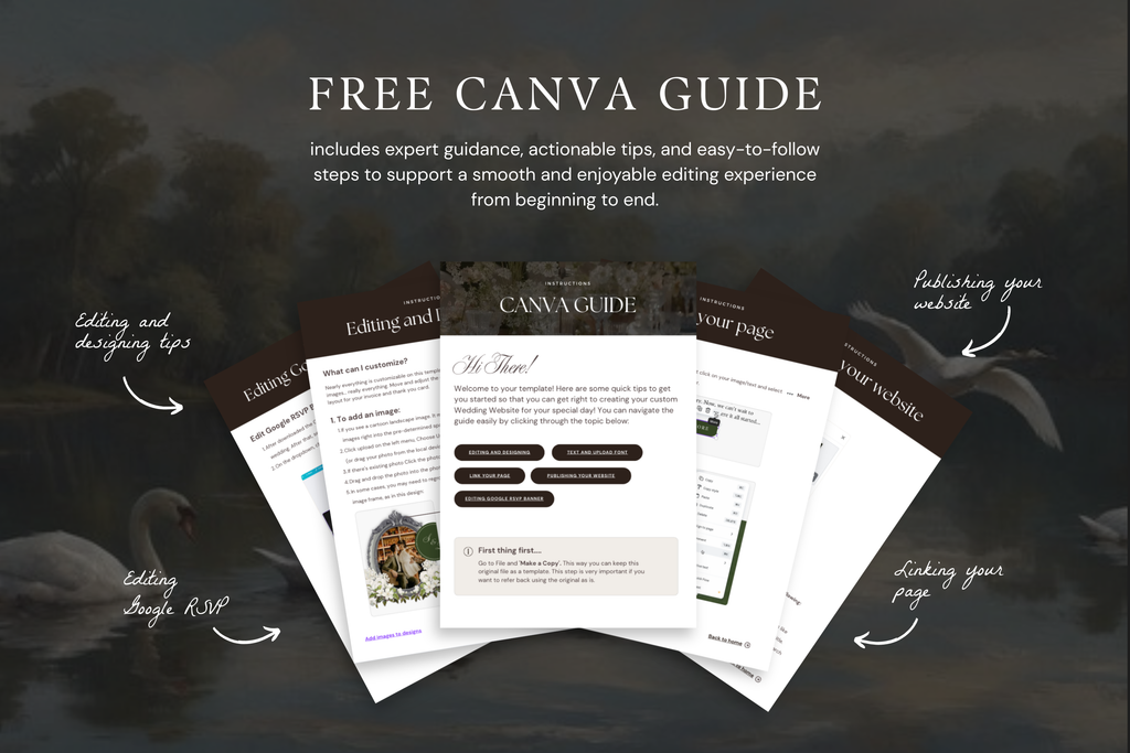 Dusty Blue Old Money Aesthetic Canva Wedding Website Template with Google RSVP