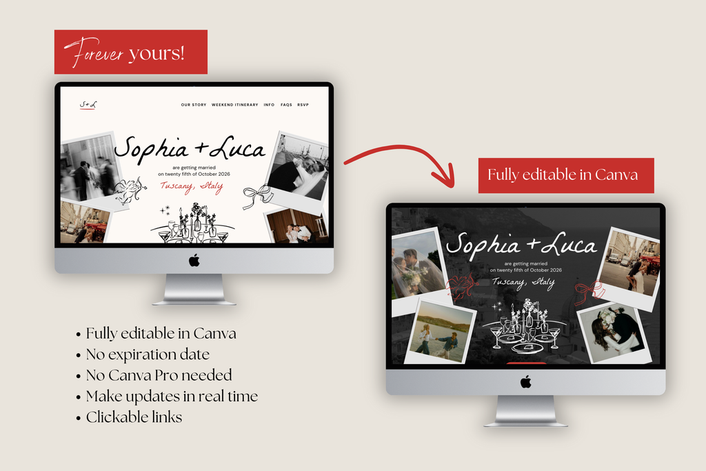 Tuscany Wedding Website Template: Hand-Drawn Italy Design with Google RSVP