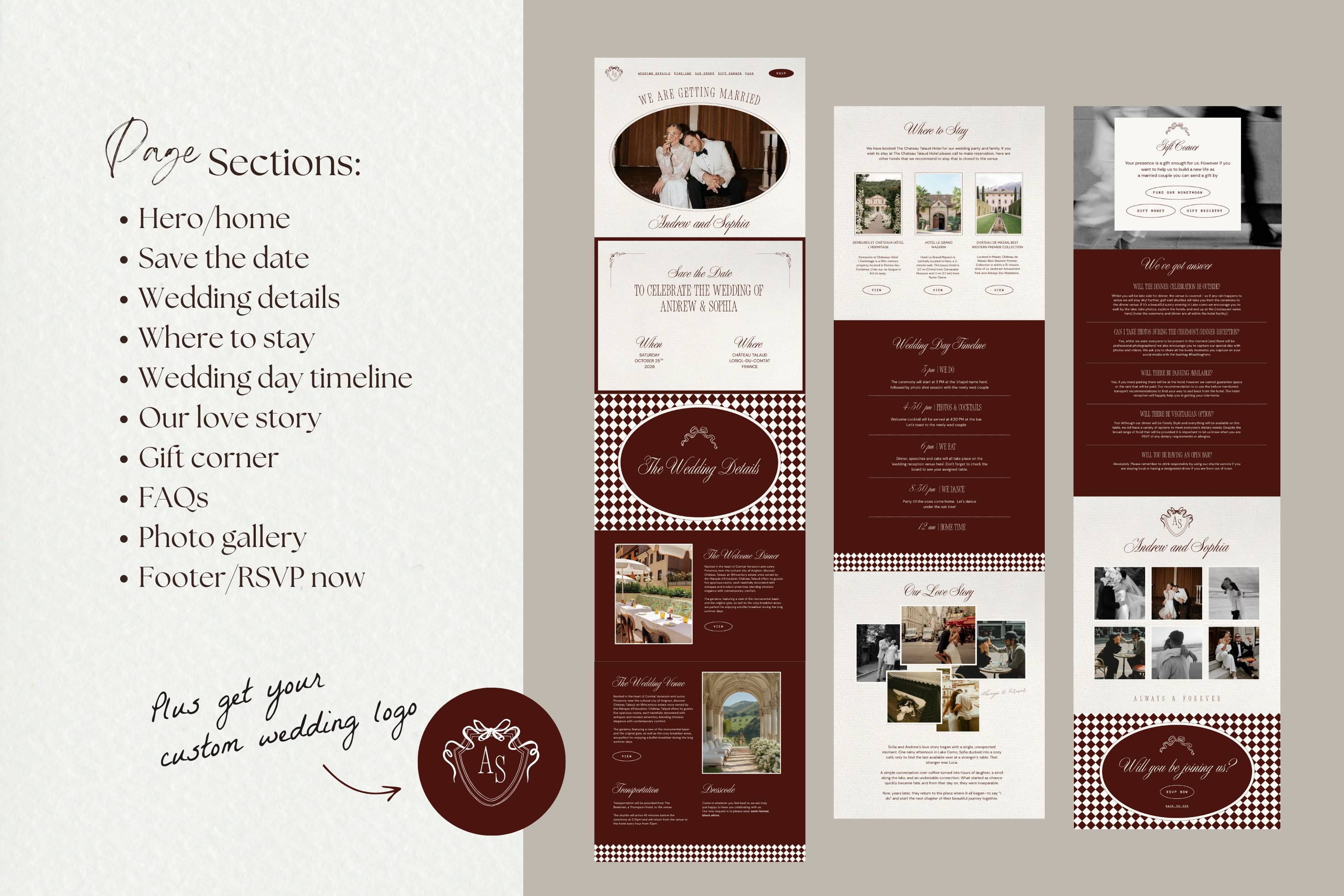 Old Money Aesthetic Canva Website Template with Google RSVP