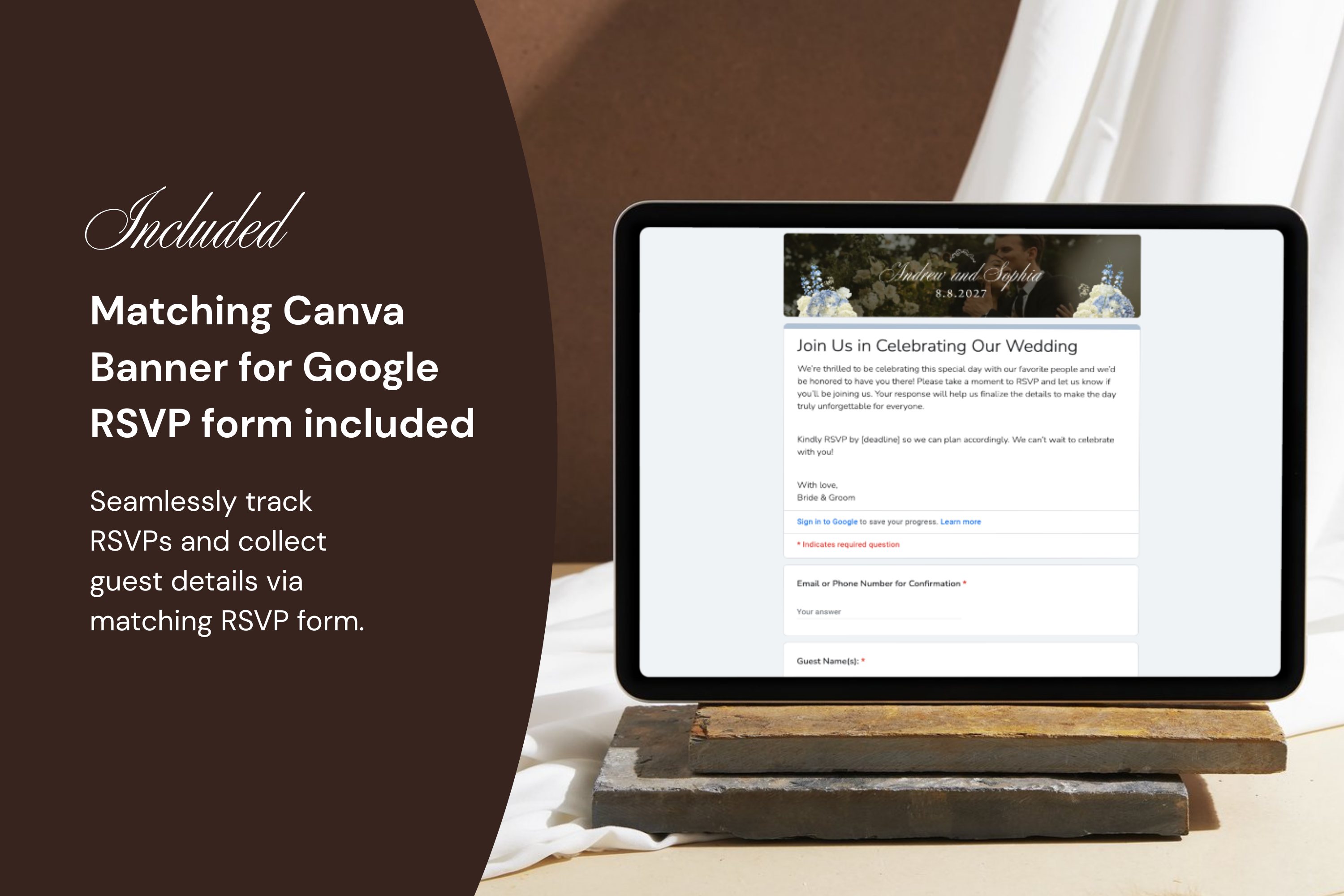 Dusty Blue Old Money Aesthetic Canva Wedding Website Template with Google RSVP