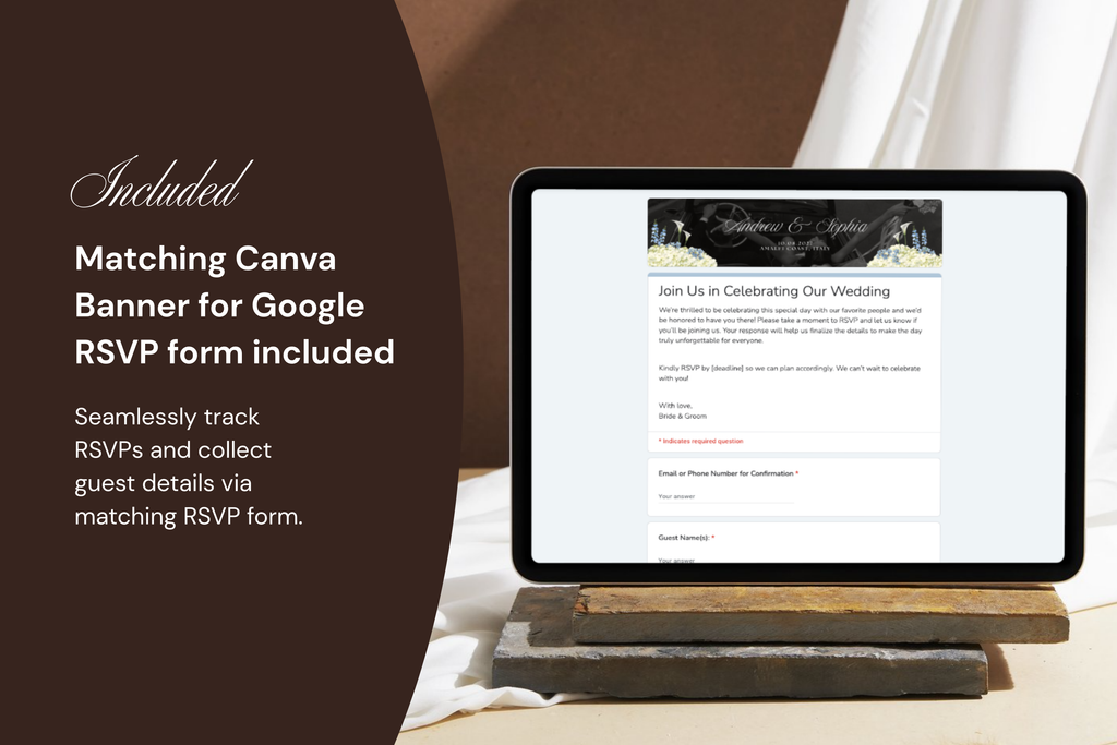Coastal Luxe Dusty Blue Wedding Website Template with Google RSVP