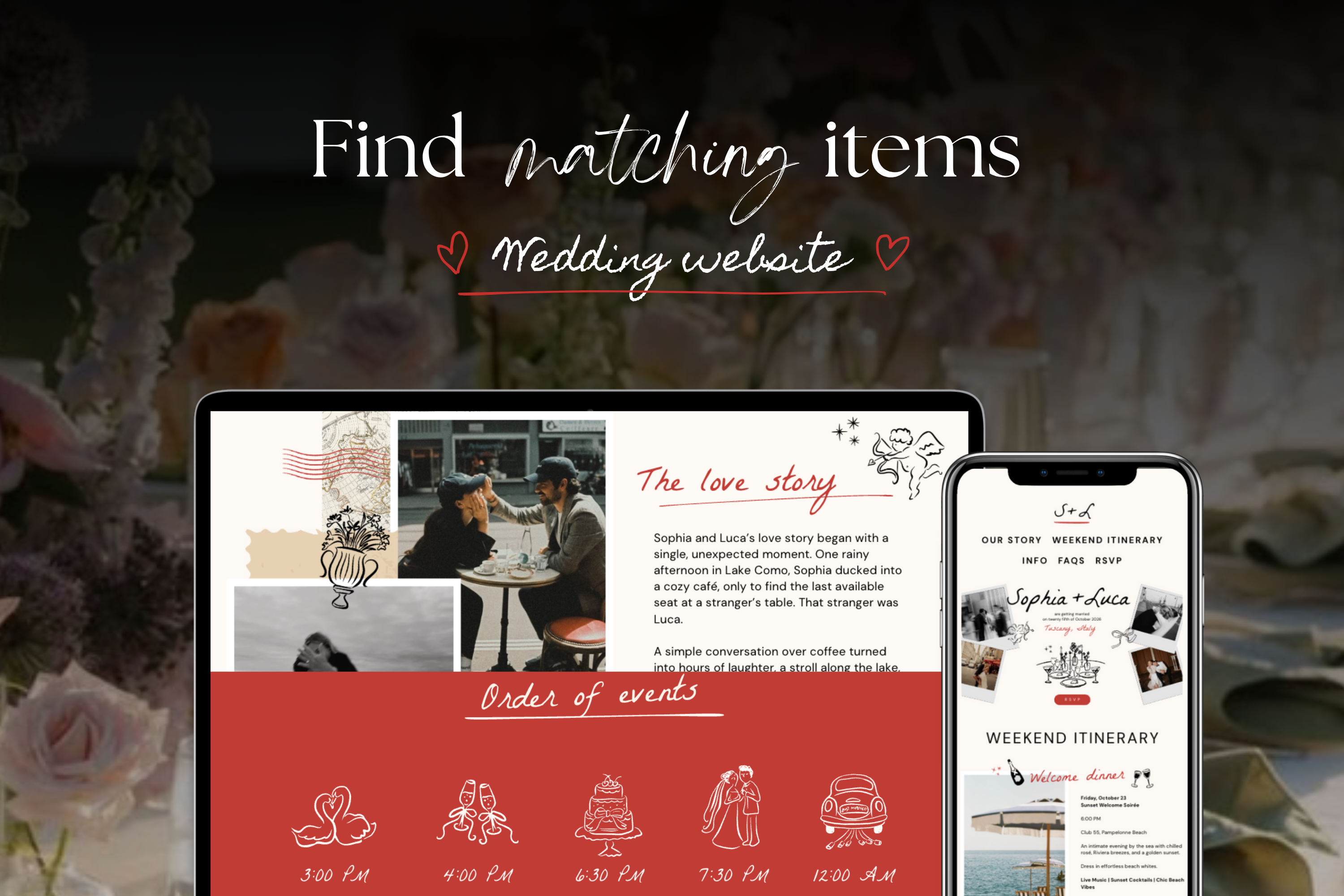 Tuscany Wedding Invitation Set: Hand-Drawn Italian Theme