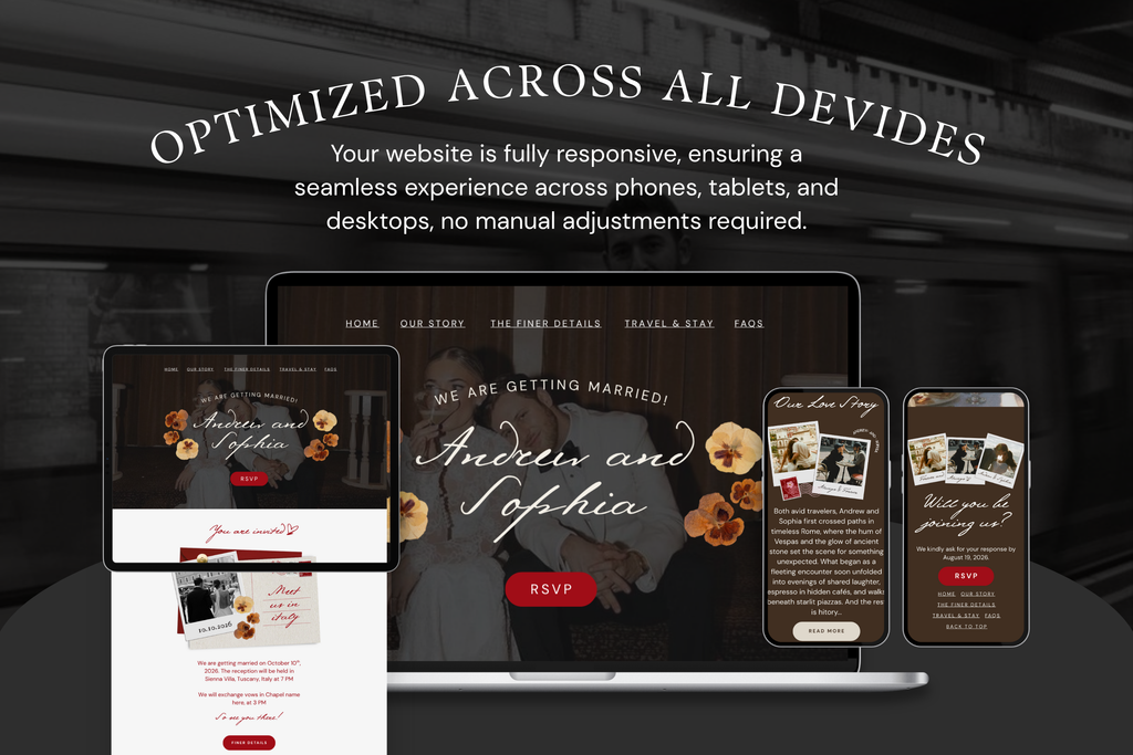 Postcard Destination Wedding Website Template | Italy with Google RSVP