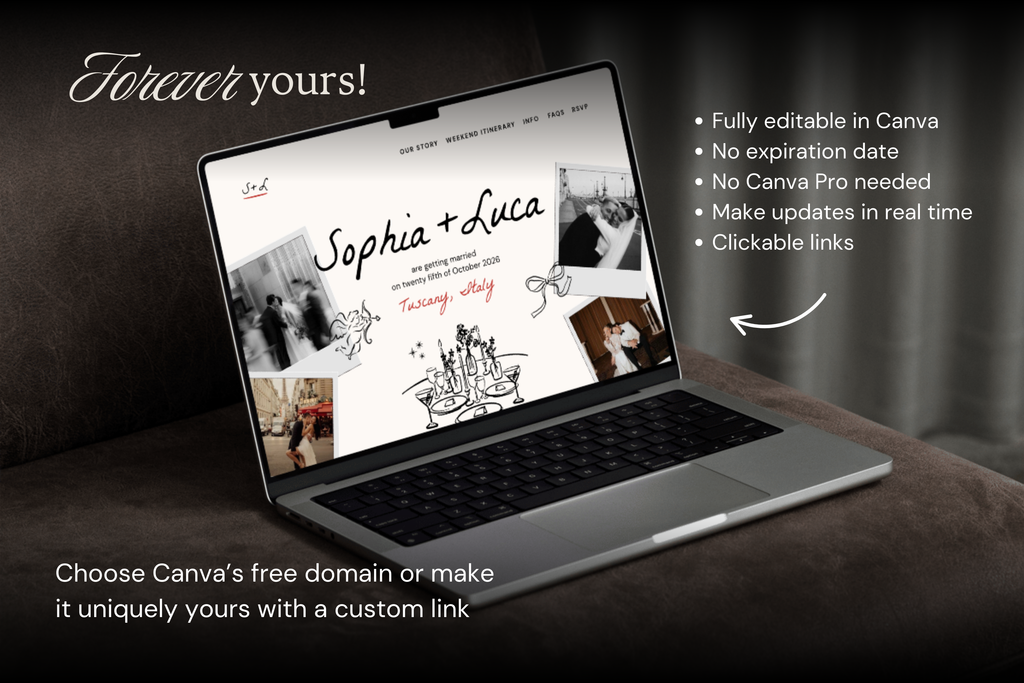 Tuscany Wedding Website Template: Hand-Drawn Italy Design with Google RSVP