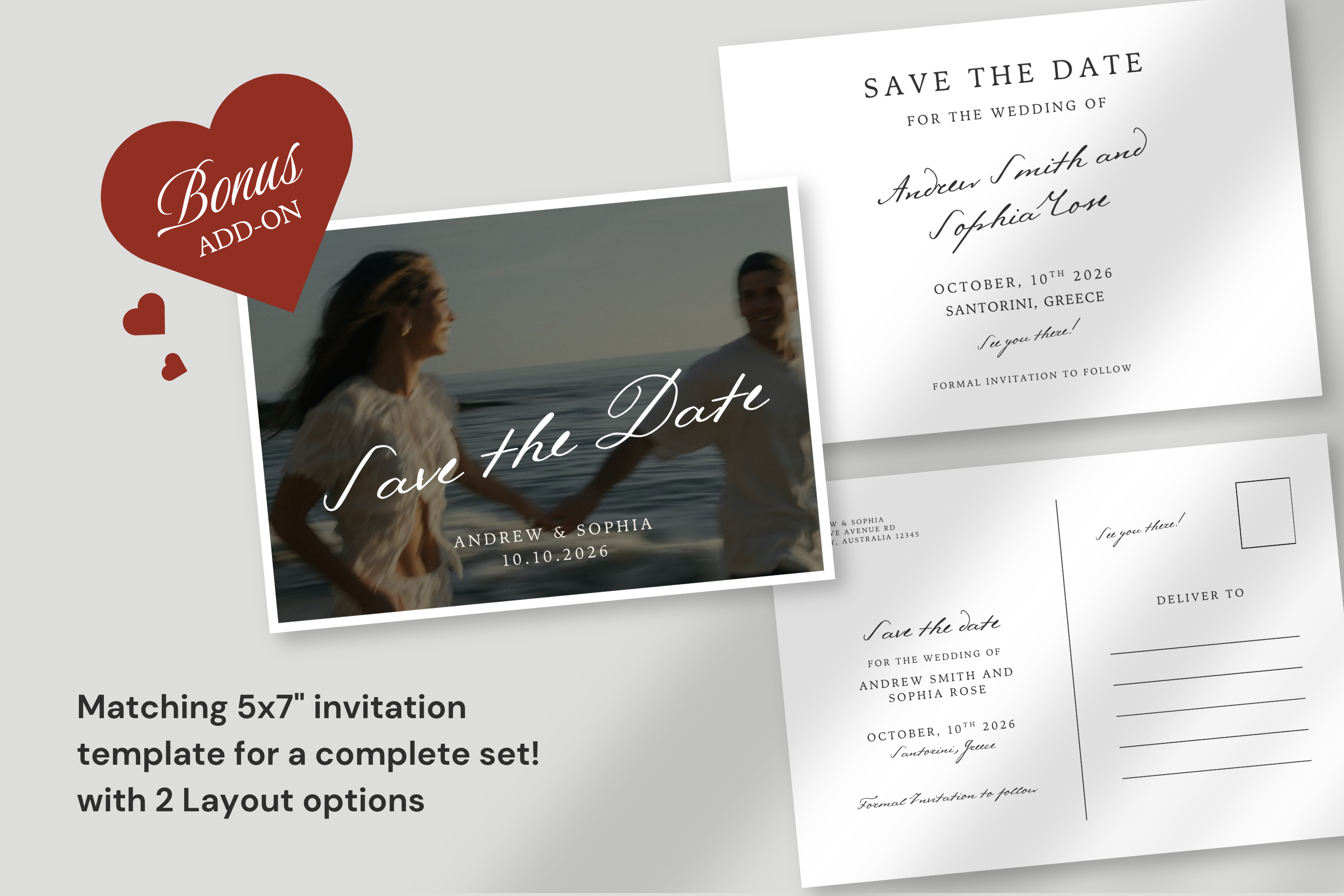Greece Wedding Save the Date Template