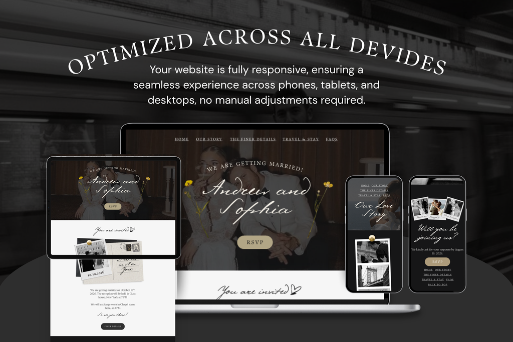 Postcard Destination Wedding Website Template | New York with Google RSVP