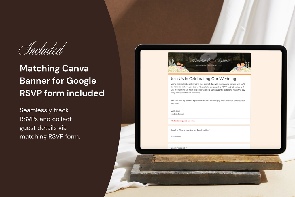 Summer Pastel Floral Luxe Wedding Website Template with Google RSVP