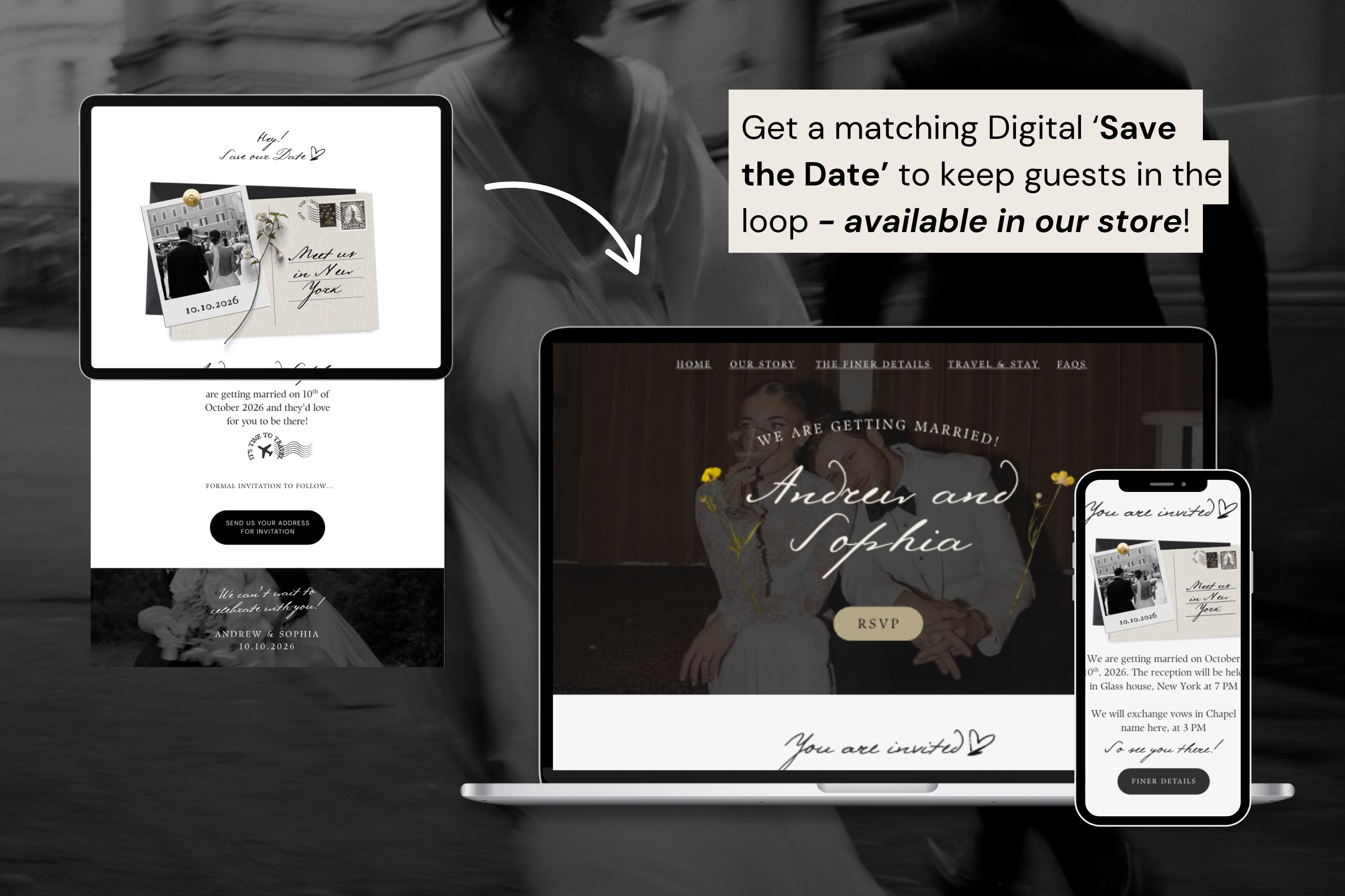 Postcard Destination Wedding Website Template | New York with Google RSVP