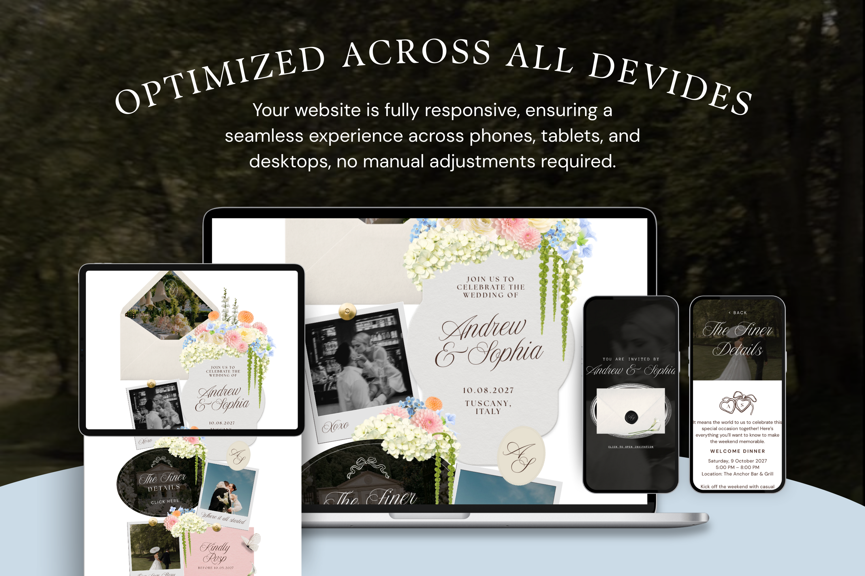 Summer Pastel Floral Luxe Wedding Website Template with Google RSVP