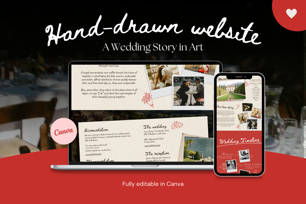 Italy Wedding Website Template: Hand-Drawn Mediterranean Design