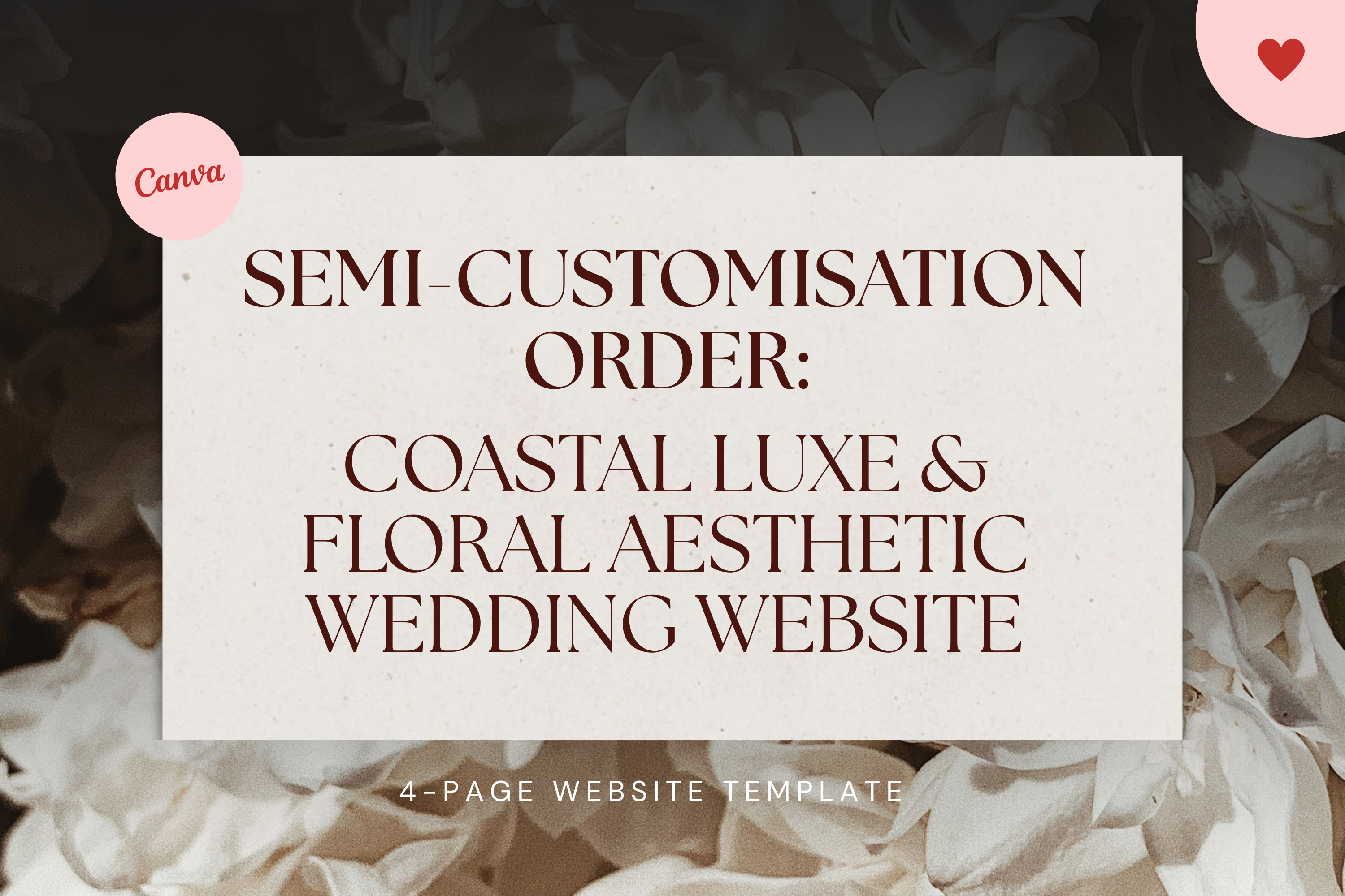 Semi-Customisation Coastal Luxe & Floral Aesthetic Wedding Website Templates